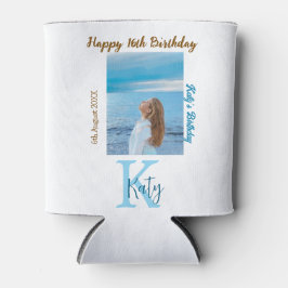 Porta-lata Apelido de 16 anos, feliz, castanho-aqua