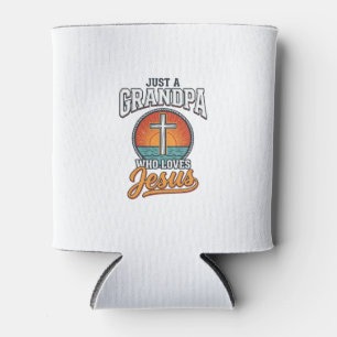 Porta-lata Apenas um avô que ama Jesus Camisa Vintage Cruz