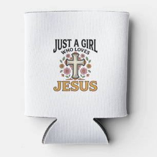 Porta-lata Apenas uma Garota que Ama Jesus Camisa de Cruz Flo