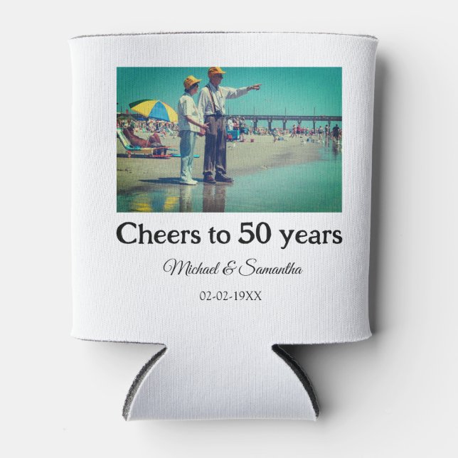 Porta-lata aplausos para o aniversário de 50 anos adicionar n (Frente)