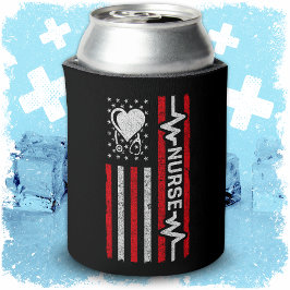 Porta-lata Apreciação da Enfermeira Hero Heart da bandeira am