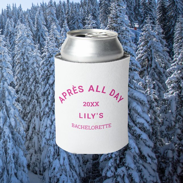 Porta-lata Après All Day Hot Pink Bachelorette Ski Crest (Criador carregado)