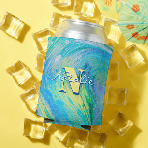 Porta-lata Aqua Blue Acrylic Flow Art pode resfriar