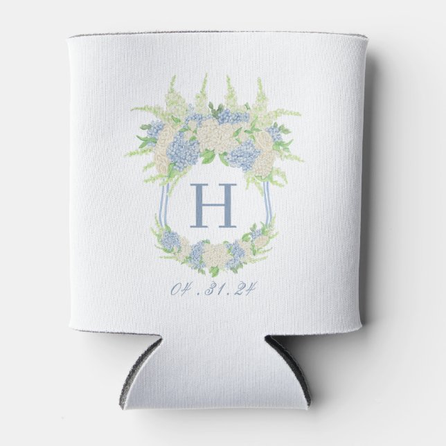 Porta-lata Aquarela Azul e Branco Hydrangea Crest (Frente)