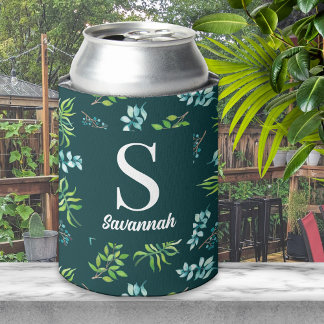 Porta-lata Aquarela Bonita Jardim Floral Escuro Personalizado
