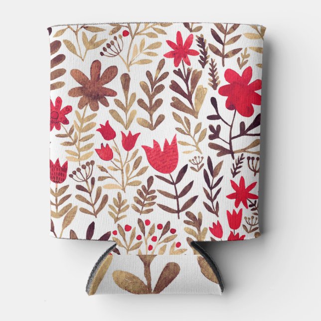 Porta-lata Aquarela Desenhada Manuscrita: Padrão Invisível Fl (Frente)