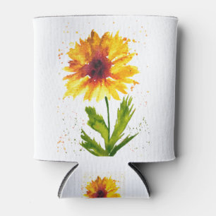 Porta-lata Aquarela girassol amarelo floral natureza bonita