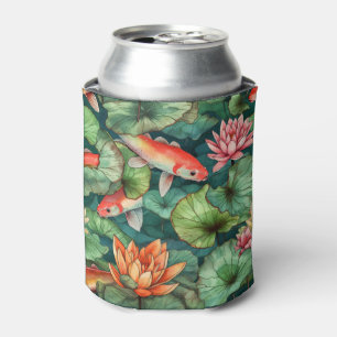 Porta-lata Aquarela Koi e Água Lírios podem arrefecer