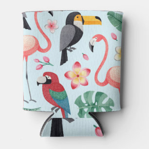 Porta-lata Aquarela Tropical: Fusão De Aves.