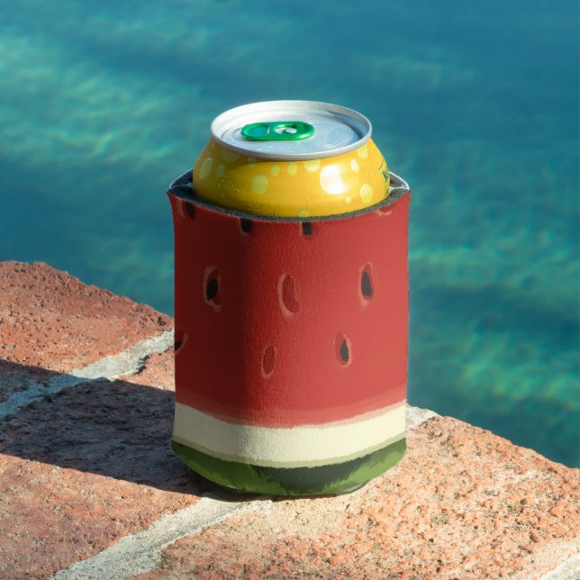 Porta-lata Aquarela Vermelha Brilhante Melancia (Piscina in situ)