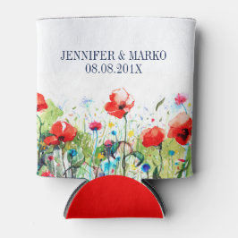 Porta-lata Aquarelas Ilustração Flores de Mola Coloridas