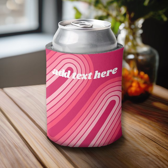 Porta-lata Arca de faixas retrorreflectoras rosa-quente - Tex (Custom Can Cooler)