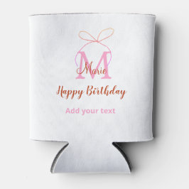 Porta-lata Arco de glitter rosa adicionar nome letra monogram