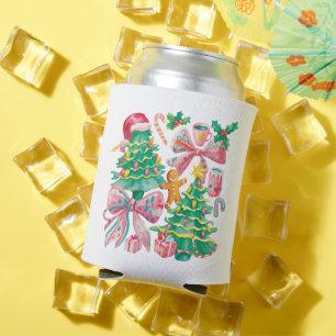 Porta-lata Arco de Natal Préppy Rosa Azul Coquette