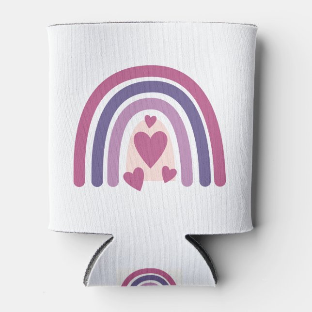 Porta-lata Arco-Íris E Corações Bonitos (Frente)