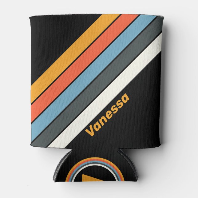 Porta-lata Arco-Íris Escuro Retroativo com Strike com Nome (Frente)