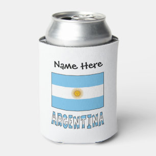 Porta-lata Argentina e Bandeira Argentina com o Seu Nome