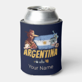 Porta-lata Argentina vintage gaúcho com bola de futebol de ba
