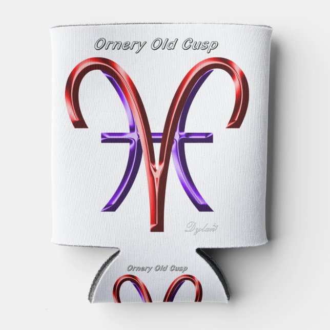 Porta-lata Aries Peixes Ornery Cusp Astrology Sinal Zodiac (Frente)