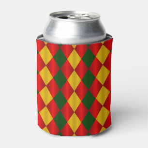 Porta-lata Arlequim dobrado-Vermelho-Verde-Dourado-ARREFECIME