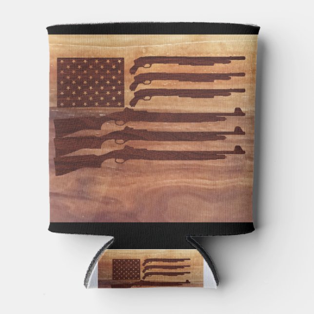 Porta-lata Arma Rifle Flag Wood (Frente)
