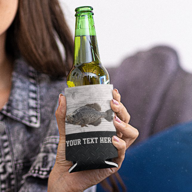 Porta-lata Armadilha Legal de pesca com rolo costurado (Custom Crappie Fishing Koozie, add a name or a message.)