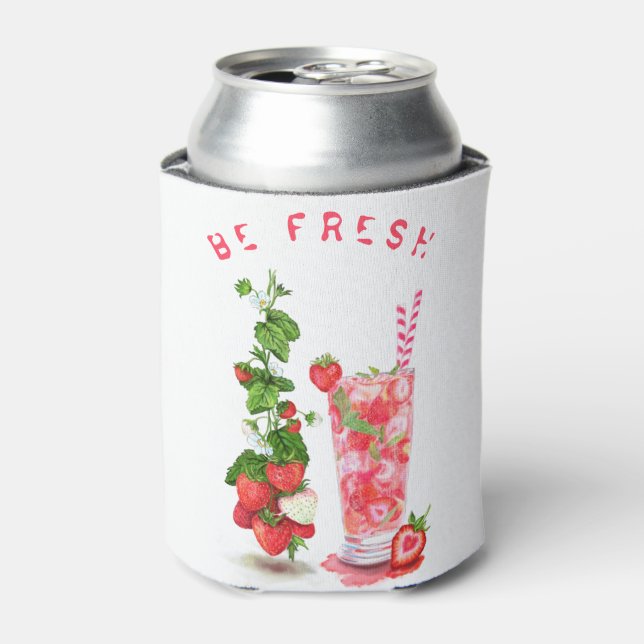 Porta-lata Arrefecimento de Morango fresco - Texto personaliz (Can Front)