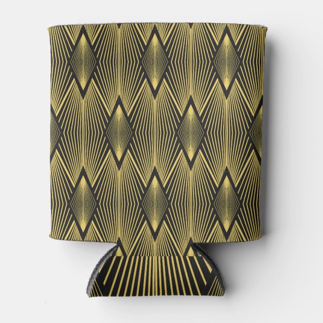 Porta-lata Art Deco, abstrato, fundo geométrico. (Frente)