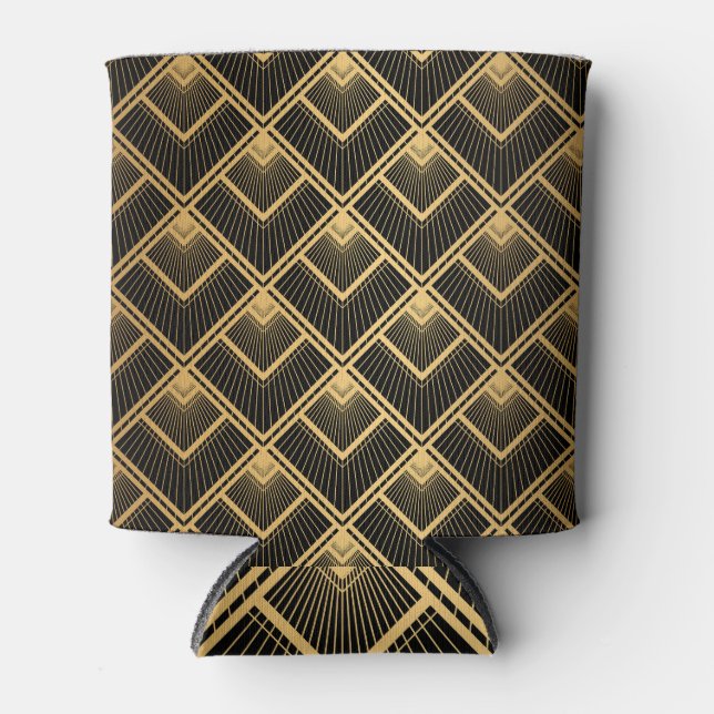 Porta-lata Art Deco Black Dourado: Geométrico (Frente)