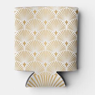 Porta-lata Art Deco: Elegância Dourada-Branca.