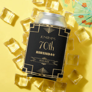 Porta-lata Art Deco Gatsby Roaring 20s Black Dourado Birthday