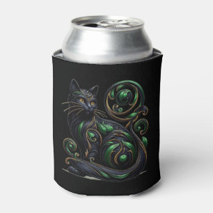 Porta-lata Art Nouveau Black Cat Celtic Can Cooler