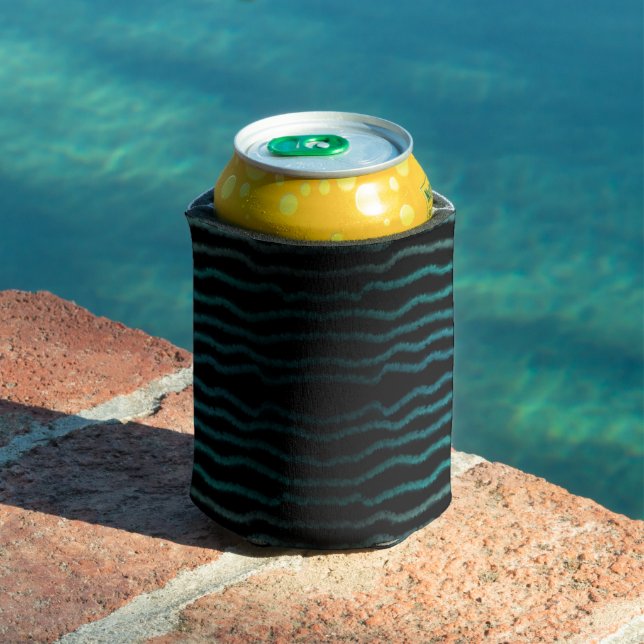 Porta-lata Arte abstrata de ondas turquesa salgadas da praia  (Piscina in situ)