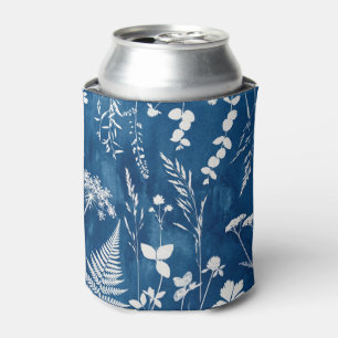 Porta-lata Arte Botânica de Samambaia em Azul Cianotipo Pruss