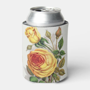 Porta-lata Arte Botânica Vintage Rosa Amarela e Laranja do Pô