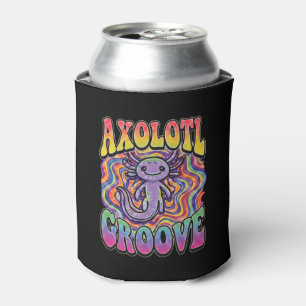 Porta-lata Arte de Chuva de Cores Retro Groovy Hippie Axolote