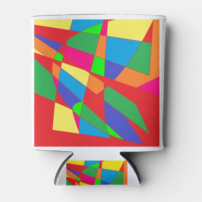Porta-lata arte de cores vermelhas do bloco (Frente)