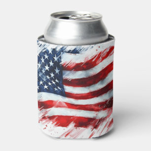 Porta-lata Arte de Design de Pincelada de Bandeira Americana