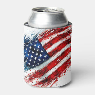 Porta-lata Arte de Design de Pincelada de Bandeira Americana
