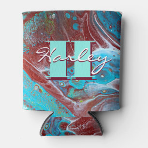 Porta-lata Arte de Fluxo Acrílico de Cobre e Teal
