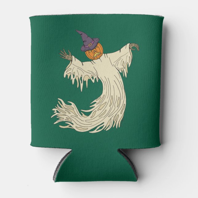 Porta-lata Arte de Halloween do Fantasma com Cabeça de Abóbor (Frente)