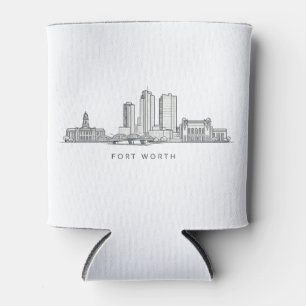 Porta-lata Arte de Linha da Silhueta Minimalista de Fort Wort