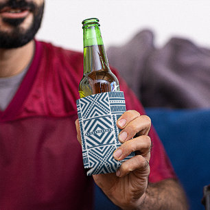 Porta-lata Arte de Padrão Tribal Azul