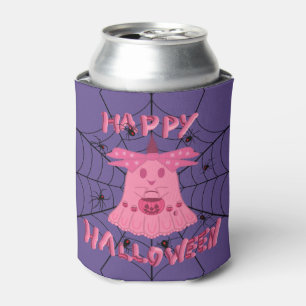 Porta-lata Arte Digital Feliz Halloween Fantasma Rosa Coquett