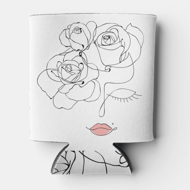 Porta-lata Arte Floral: Mulher Mínima. (Frente)