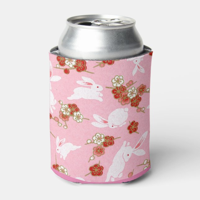 Porta-lata Arte Japonesa: Sakuras Rosa E Coelhos Podem Resfri (Can Front)