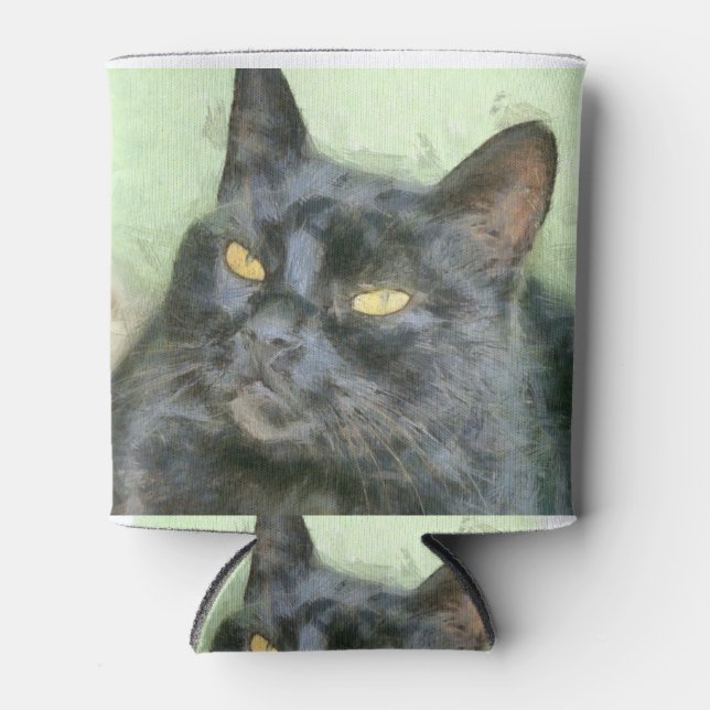 Porta-lata Arte Lápis de Gato Negro (Frente)