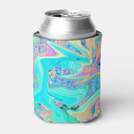 Porta-lata Arte Líquida Azul Retro Aqua em Hortênsias Abstrat