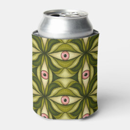 Porta-lata Arte Maximalista Botânica Verde Olho Cor-de-Rosa W
