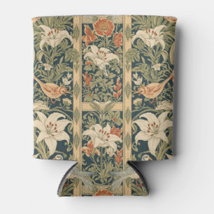 Porta-lata Arte Nova Elegante Vintage Botânico Pássaro Lírio